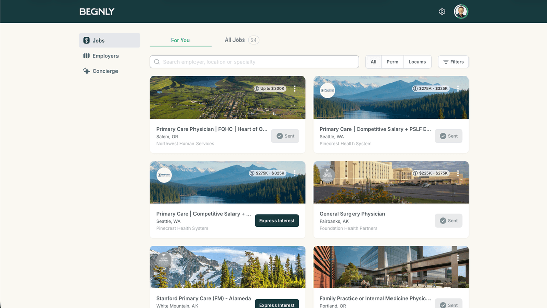 Beginly job feed